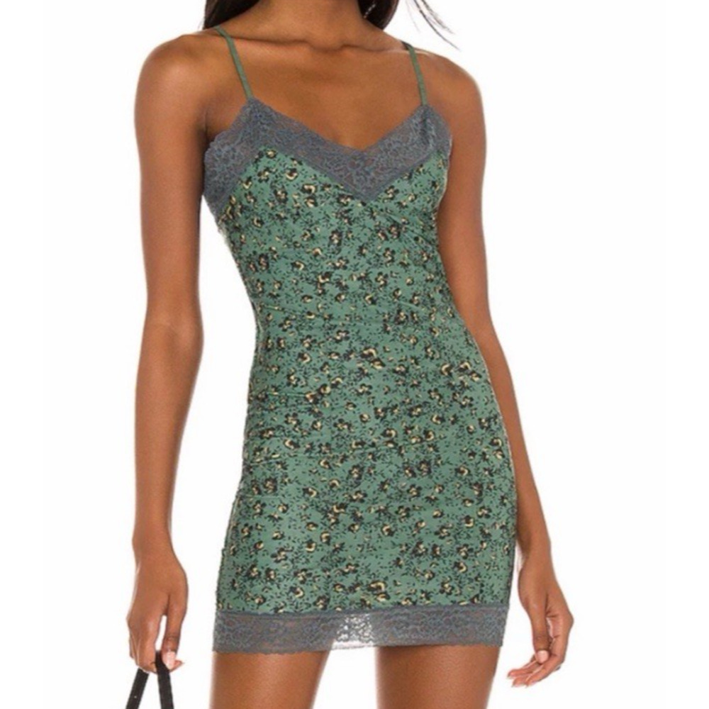 Free People Intimately Floral Lace Bodycon Slip Dress Small S Aqua Secrets Sexy